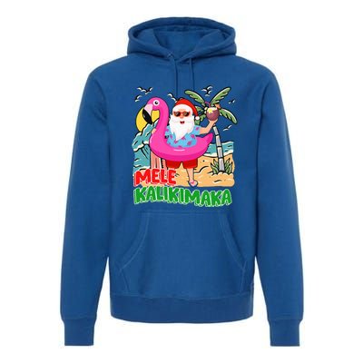 Mele Kalikimaka Hawaiian Christmas in Hawaii Beach Santa  Premium Hoodie