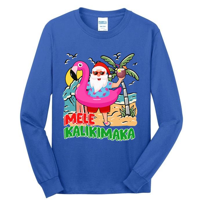 Mele Kalikimaka Hawaiian Christmas in Hawaii Beach Santa  Tall Long Sleeve T-Shirt