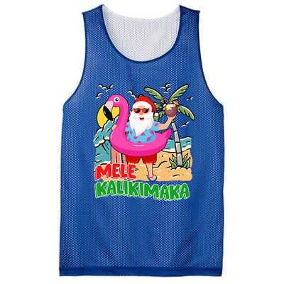 Mele Kalikimaka Hawaiian Christmas in Hawaii Beach Santa  Mesh Reversible Basketball Jersey Tank