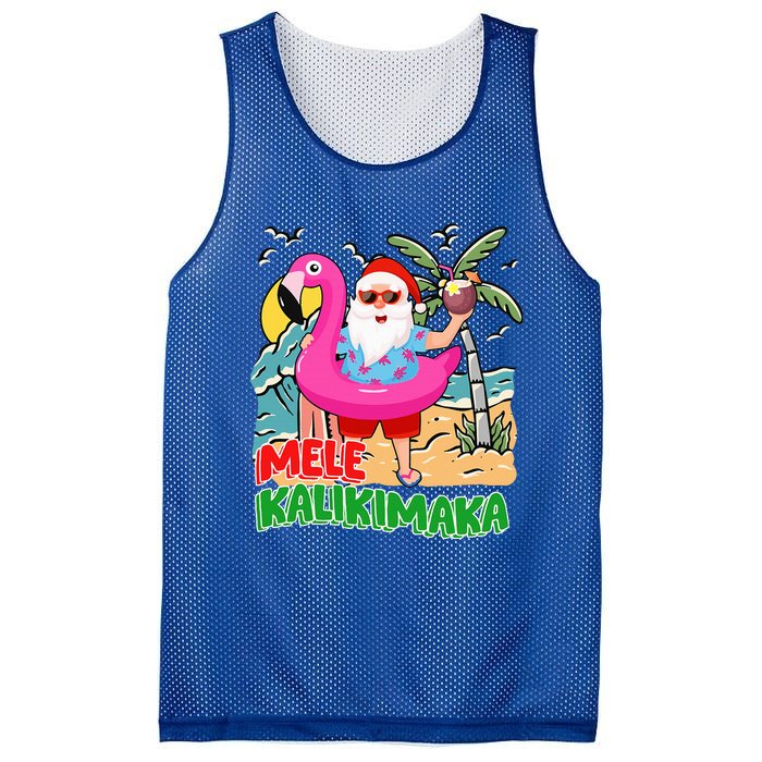 Mele Kalikimaka Hawaiian Christmas in Hawaii Beach Santa  Mesh Reversible Basketball Jersey Tank