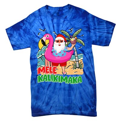 Mele Kalikimaka Hawaiian Christmas in Hawaii Beach Santa  Tie-Dye T-Shirt