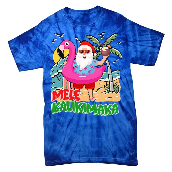 Mele Kalikimaka Hawaiian Christmas in Hawaii Beach Santa  Tie-Dye T-Shirt