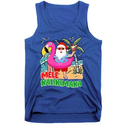 Mele Kalikimaka Hawaiian Christmas in Hawaii Beach Santa  Tank Top