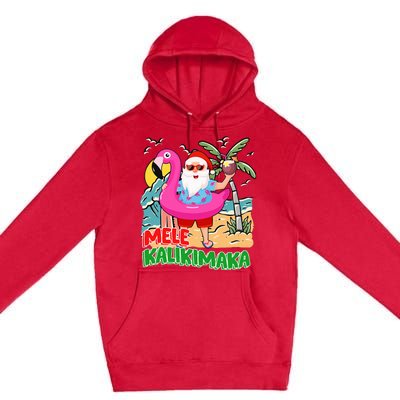 Mele Kalikimaka Hawaiian Christmas in Hawaii Beach Santa  Premium Pullover Hoodie