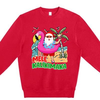 Mele Kalikimaka Hawaiian Christmas in Hawaii Beach Santa  Premium Crewneck Sweatshirt