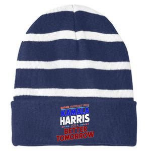 Madam Kamala Harris Vote For The Democratic Candidate 2024 Striped Beanie with Solid Band