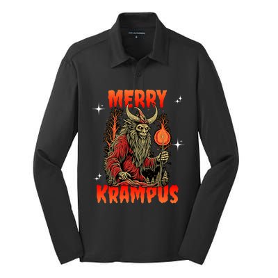 Merry Krampus Horror Ugly Christmas Gruss Vom Krampus Silk Touch Performance Long Sleeve Polo