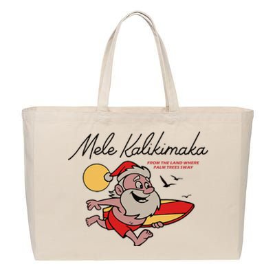 Mele Kalikimaka Hawaii Christmas Cotton Canvas Jumbo Tote