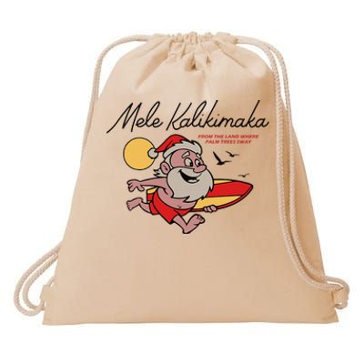 Mele Kalikimaka Hawaii Christmas Drawstring Bag