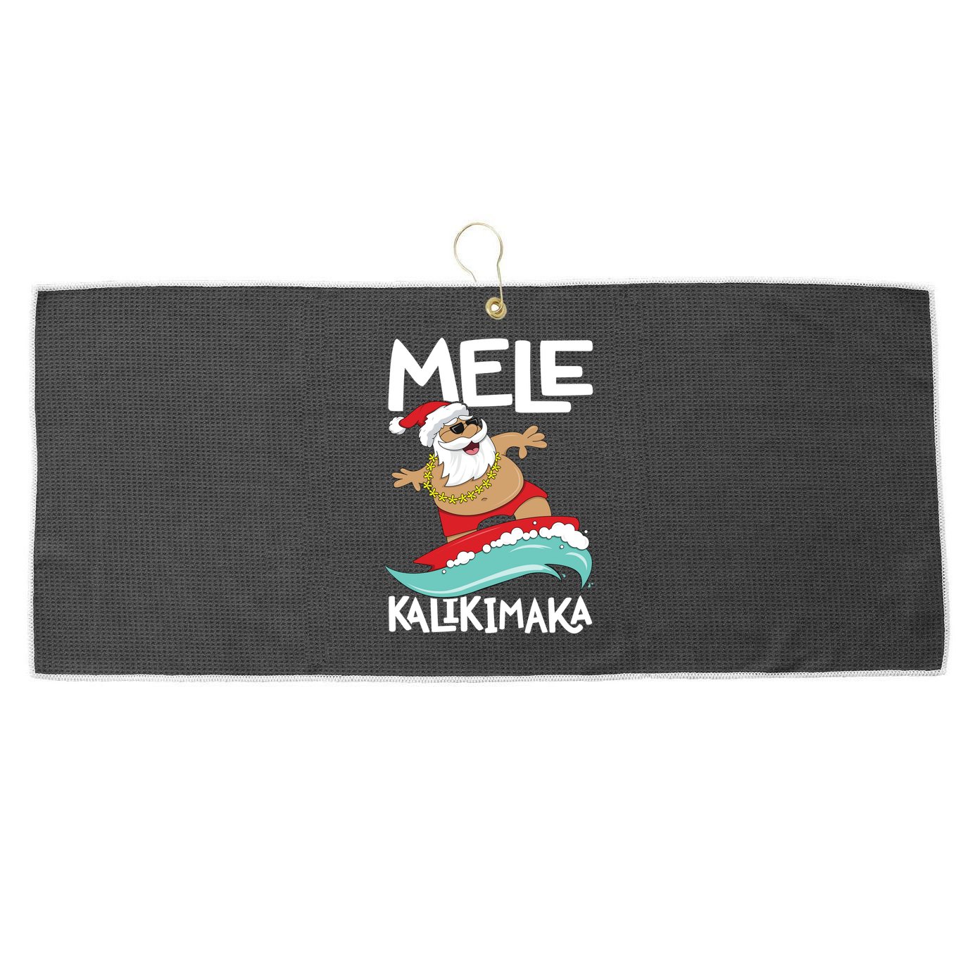 Mele Kalikimaka Hawaiian Christmas Hawaii Surfing Santa Gift Large Microfiber Waffle Golf Towel