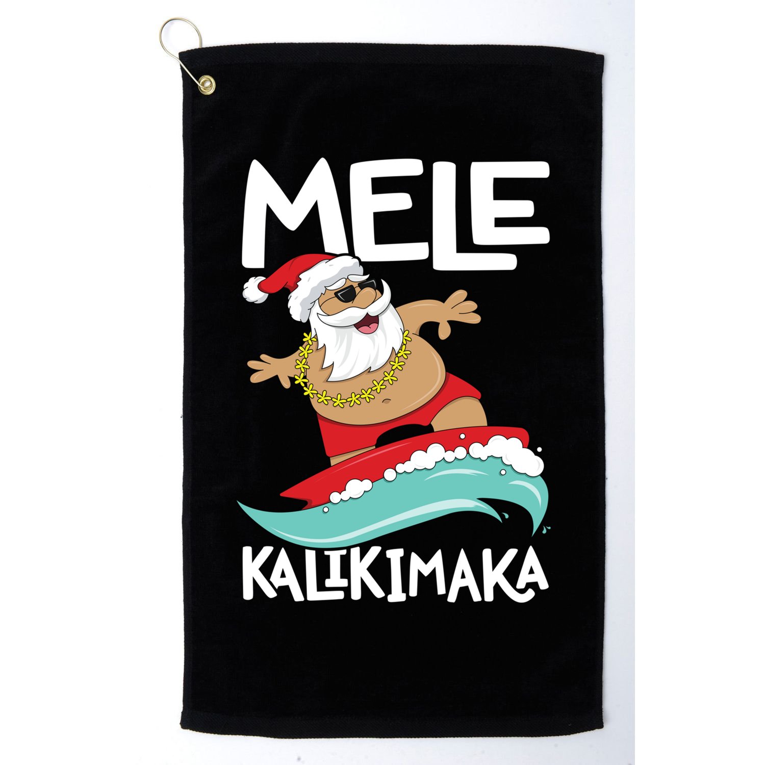 Mele Kalikimaka Hawaiian Christmas Hawaii Surfing Santa Gift Golf Towel