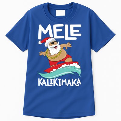 Mele Kalikimaka Hawaiian Christmas Hawaii Surfing Santa Gift Tall T-Shirt