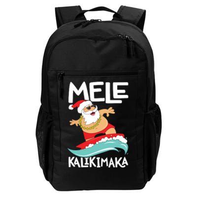 Mele Kalikimaka Hawaiian Christmas Hawaii Surfing Santa Short Sleeve Black Daily Commute Backpack