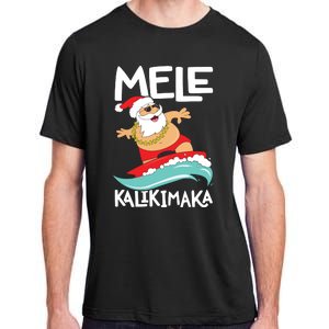 Mele Kalikimaka Hawaiian Christmas Hawaii Surfing Santa Short Sleeve Black Adult ChromaSoft Performance T-Shirt