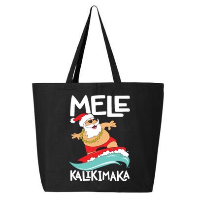 Mele Kalikimaka Hawaiian Christmas Hawaii Surfing Santa Short Sleeve Black 25L Jumbo Tote