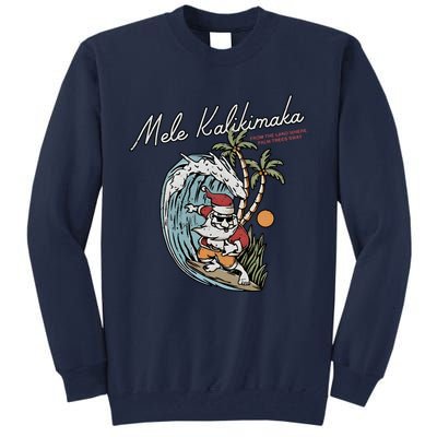 Mele Kalikimaka Hawaii Surfing Santa Christmas Hawaiian Tall Sweatshirt