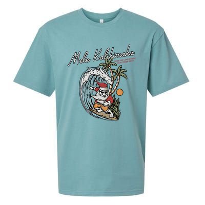 Mele Kalikimaka Hawaii Surfing Santa Christmas Hawaiian Sueded Cloud Jersey T-Shirt