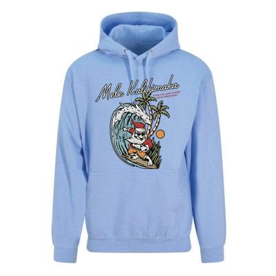 Mele Kalikimaka Hawaii Surfing Santa Christmas Hawaiian Unisex Surf Hoodie