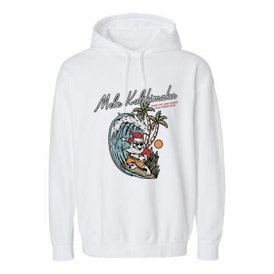 Mele Kalikimaka Hawaii Surfing Santa Christmas Hawaiian Garment-Dyed Fleece Hoodie