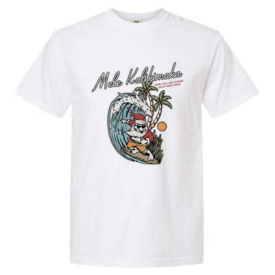 Mele Kalikimaka Hawaii Surfing Santa Christmas Hawaiian Garment-Dyed Heavyweight T-Shirt