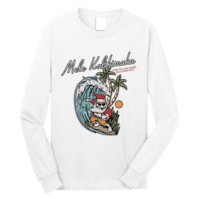 Mele Kalikimaka Hawaii Surfing Santa Christmas Hawaiian Long Sleeve Shirt