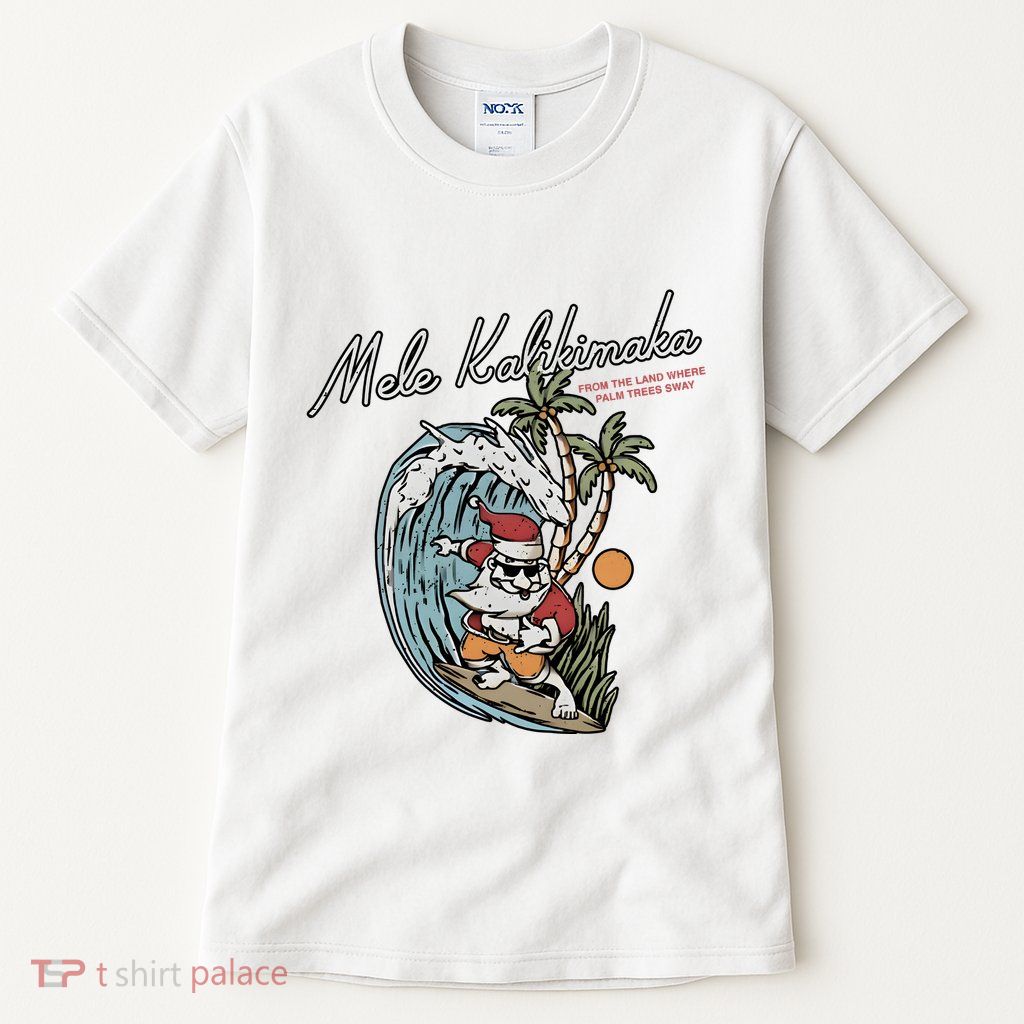 Mele Kalikimaka Hawaii Surfing Santa Christmas Hawaiian Tall T-Shirt