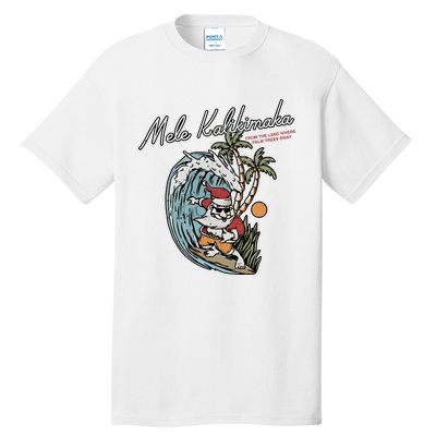 Mele Kalikimaka Hawaii Surfing Santa Christmas Hawaiian Tall T-Shirt