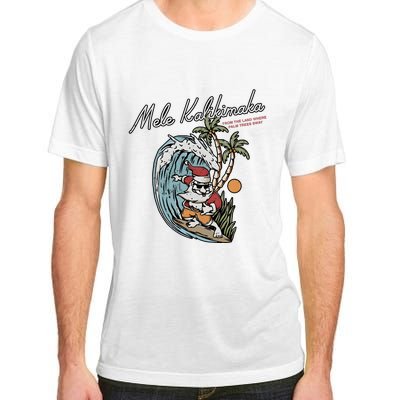 Mele Kalikimaka Hawaii Surfing Santa Christmas Hawaiian Adult ChromaSoft Performance T-Shirt