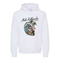 Mele Kalikimaka Hawaii Surfing Santa Christmas Hawaiian Premium Hoodie