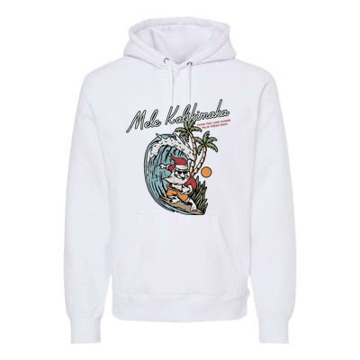 Mele Kalikimaka Hawaii Surfing Santa Christmas Hawaiian Premium Hoodie