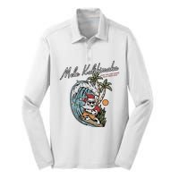 Mele Kalikimaka Hawaii Surfing Santa Christmas Hawaiian Silk Touch Performance Long Sleeve Polo