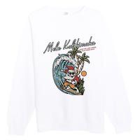 Mele Kalikimaka Hawaii Surfing Santa Christmas Hawaiian Premium Crewneck Sweatshirt