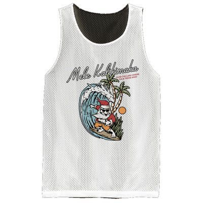 Mele Kalikimaka Hawaii Surfing Santa Christmas Hawaiian Mesh Reversible Basketball Jersey Tank