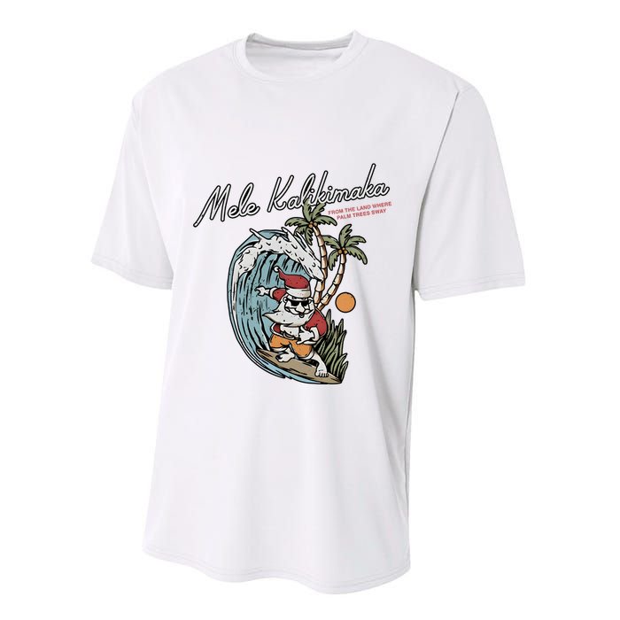 Mele Kalikimaka Hawaii Surfing Santa Christmas Hawaiian Performance Sprint T-Shirt