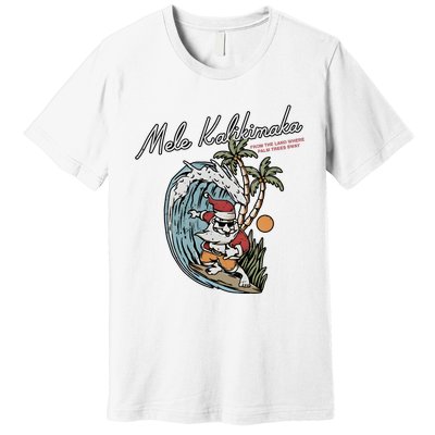 Mele Kalikimaka Hawaii Surfing Santa Christmas Hawaiian Premium T-Shirt