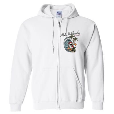 Mele Kalikimaka Hawaii Surfing Santa Christmas Hawaiian Full Zip Hoodie