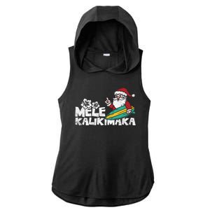 Mele Kalikimaka Hawaiian Christmas Ladies PosiCharge Tri-Blend Wicking Draft Hoodie Tank