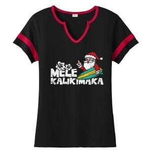 Mele Kalikimaka Hawaiian Christmas Ladies Halftime Notch Neck Tee