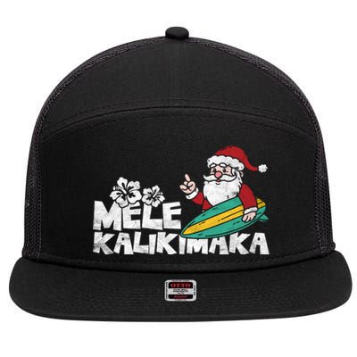 Mele Kalikimaka Hawaiian Christmas 7 Panel Mesh Trucker Snapback Hat