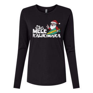 Mele Kalikimaka Hawaiian Christmas Womens Cotton Relaxed Long Sleeve T-Shirt