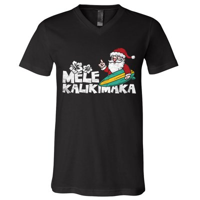 Mele Kalikimaka Hawaiian Christmas V-Neck T-Shirt