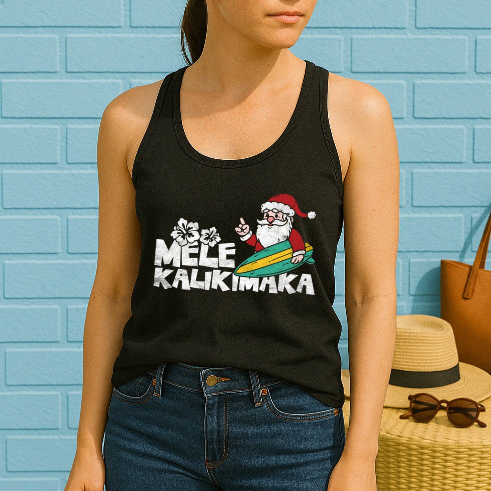 Mele Kalikimaka Hawaiian Christmas Womens Tank Top