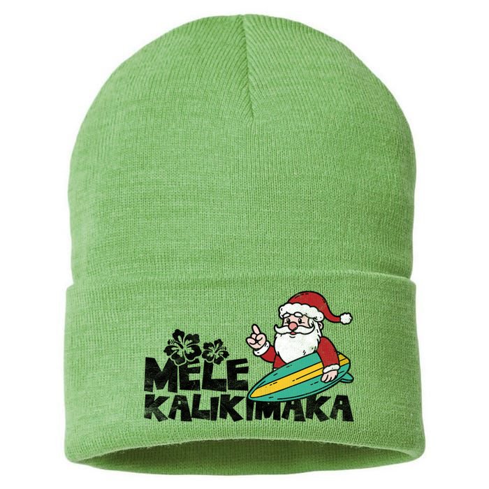 Mele Kalikimaka Hawaiian Christmas Sustainable Knit Beanie