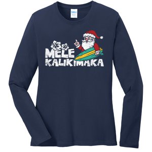 Mele Kalikimaka Hawaiian Christmas Ladies Long Sleeve Shirt