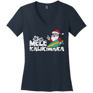 Mele Kalikimaka Hawaiian Christmas Women's V-Neck T-Shirt