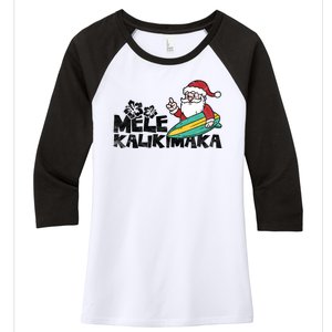 Mele Kalikimaka Hawaiian Christmas Women's Tri-Blend 3/4-Sleeve Raglan Shirt