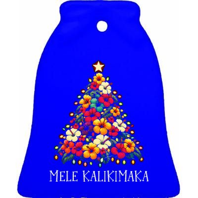 Mele Kalikimaka Hawaiian Christmas Tree Hawaii Tropical Ceramic Bell Ornament