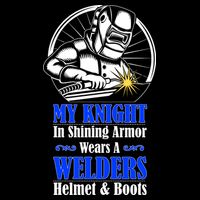 My Knight In Shining Armor Wears A Welders Helmet And Boots Drawstring Bag