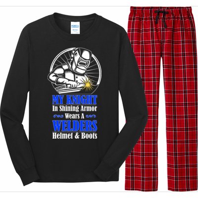 My Knight In Shining Armor Wears A Welders Helmet And Boots Long Sleeve Pajama Set