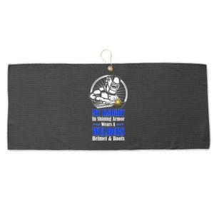 My Knight In Shining Armor Wears A Welders Helmet And Boots Large Microfiber Waffle Golf Towel